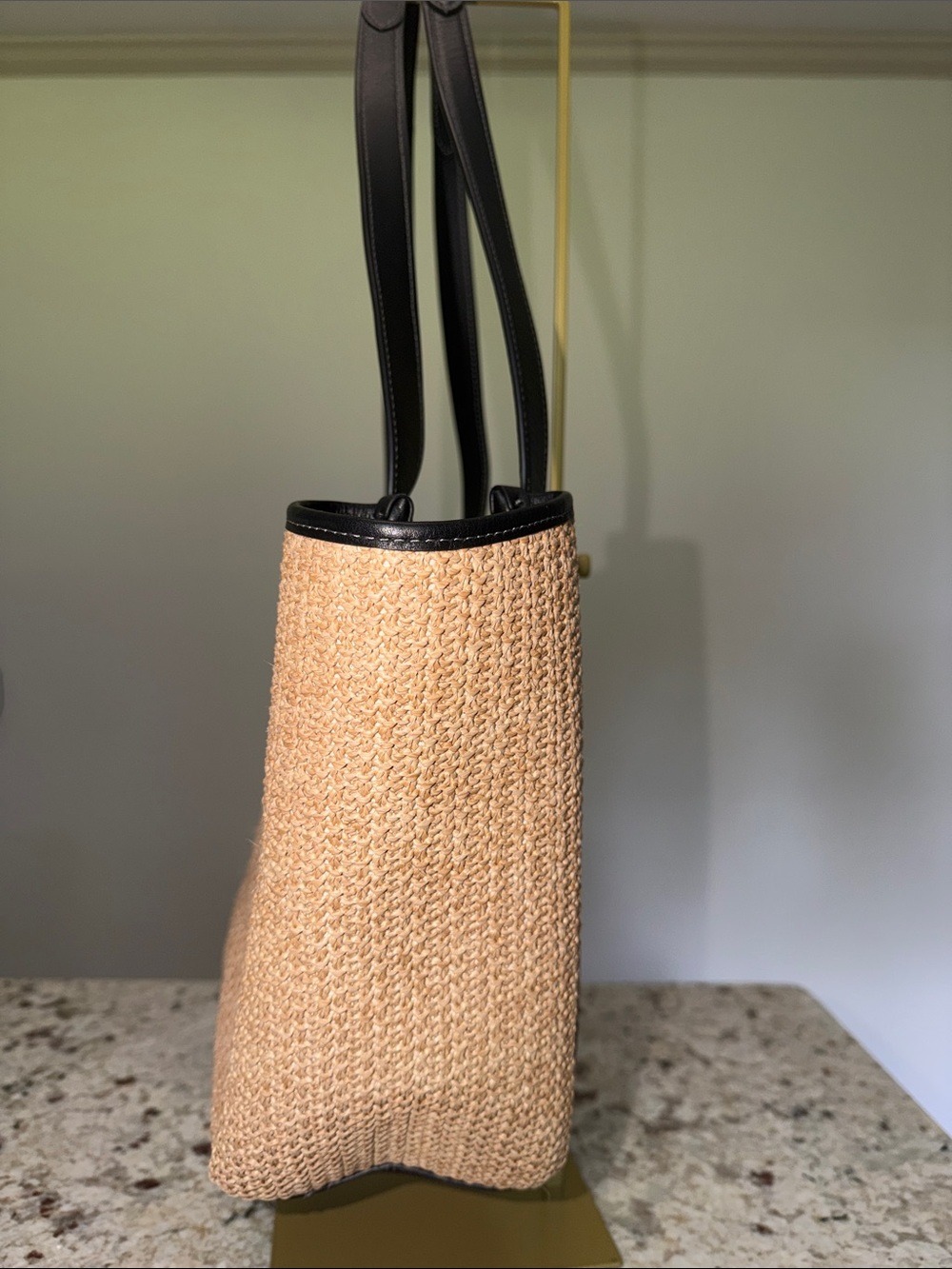 Coach Hadley Turnlock Straw and Leather Tote Bag - Picture 4 of 10